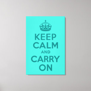 Blijf kalm en draag op turquoise omwikkeld canvas afdruk