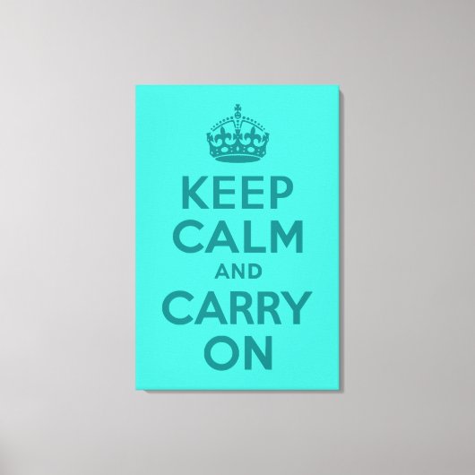 Blijf kalm en draag op turquoise omwikkeld canvas afdruk (Voorkant)