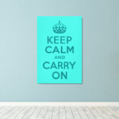 Blijf kalm en draag op turquoise omwikkeld canvas afdruk (Insitu (Houten vloer))