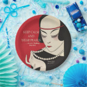 Blijf kalm en Draag Pearls Deco Douche Papier Bord (Feest)