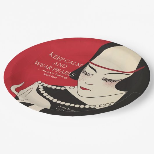 Blijf kalm en Draag Pearls Deco Douche Papier Bord (Gekanteld)