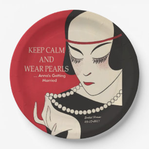 Blijf kalm en Draag Pearls Deco Douche Papier Bord