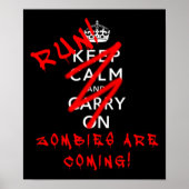 Blijf kalm en draai aan het Zombies Funny Poster S (Voorkant)