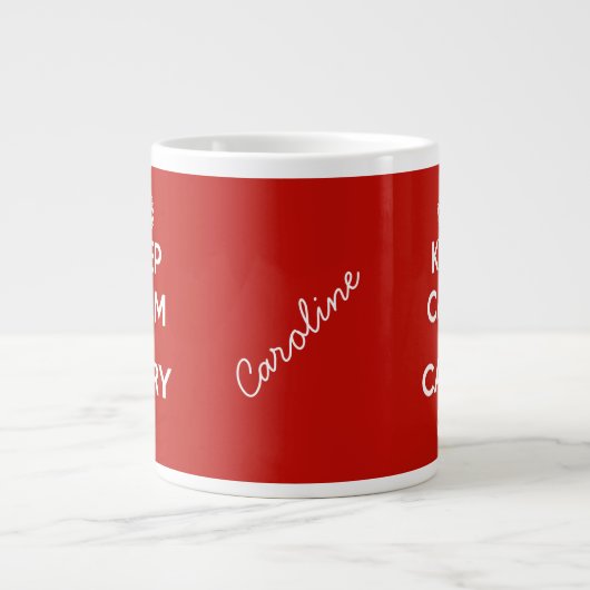 Blijf kalm en draai mee met Red Jumbo Personalized Grote Koffiekop (Voorkant)