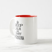 Blijf kalm en draai oma aan tweekleurige koffiemok (Voorkant links)
