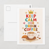 "Blijf kalm en drink koffie" Briefkaart (Voorkant / Achterkant)