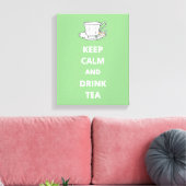 Blijf kalm en Drink thee theekopje Canvas Afdruk (Insitu (Woonkamer))
