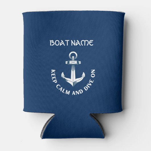 Blijf kalm en duik verder, anker marineblauw blikjeskoeler (Voorkant)