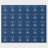 Blijf kalm en duik verder, anker marineblauw cadeaupapier (Vlak)