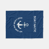 Blijf kalm en duik verder, anker marineblauw fleece deken (Voorkant (Horizontaal))