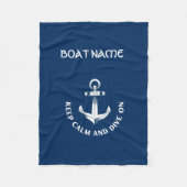 Blijf kalm en duik verder, anker marineblauw fleece deken (Voorkant)