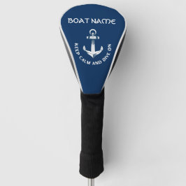 Blijf kalm en duik verder, anker marineblauw golfheadcover