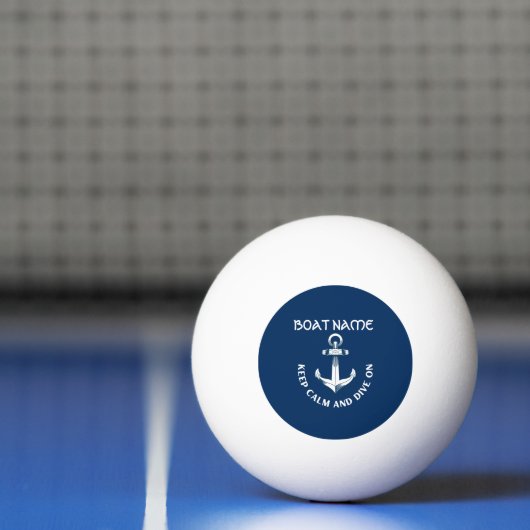 Blijf kalm en duik verder, anker marineblauw pingpongbal (Net)