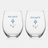 Blijf kalm en duik verder, anker marineblauw wijnglas zonder voet (Voorkant)