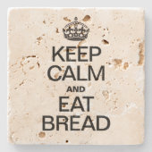 BLIJF KALM EN EET BROOD STENEN ONDERZETTER (Voorkant)