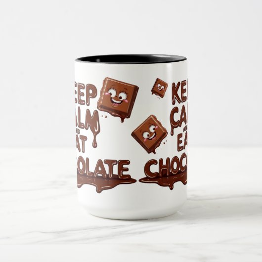 Blijf kalm en eet chocolade grappige chocolade lie mok (Midden)