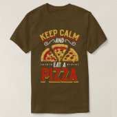 Blijf kalm en eet een pizza productie t-shirt (Design voorkant)