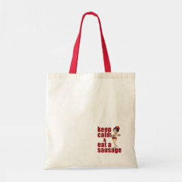 Blijf kalm en eet een worst tote bag
