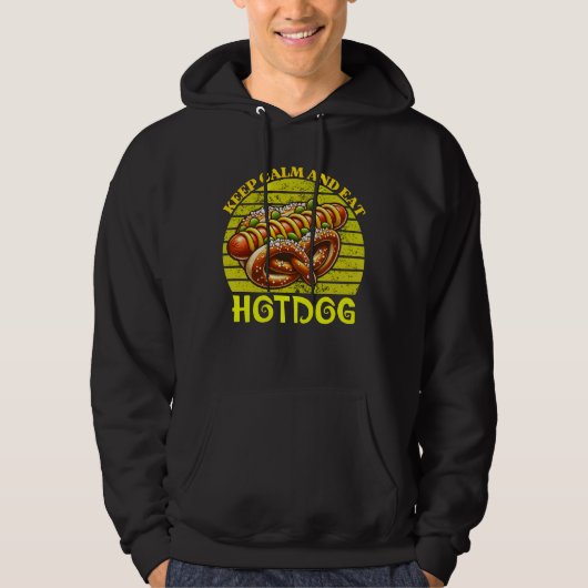 Blijf kalm en eet hotdog hoodie (Voorkant)