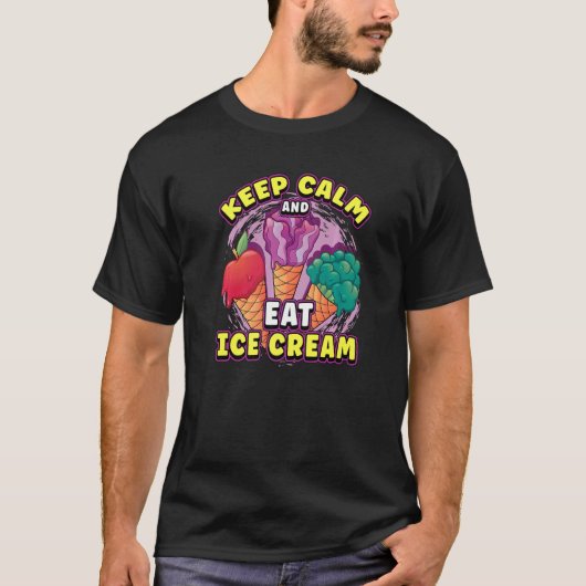Blijf kalm en eet ijs t-shirt (Voorkant)