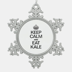 BLIJF KALM EN EET KALE TIN SNEEUWVLOK ORNAMENT