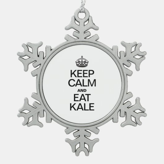BLIJF KALM EN EET KALE TIN SNEEUWVLOK ORNAMENT (Voorkant)