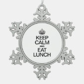 BLIJF KALM EN EET LUNCH TIN SNEEUWVLOK ORNAMENT (Voorkant)