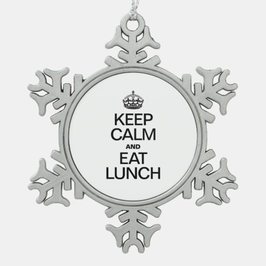 BLIJF KALM EN EET LUNCH TIN SNEEUWVLOK ORNAMENT (Voorkant)