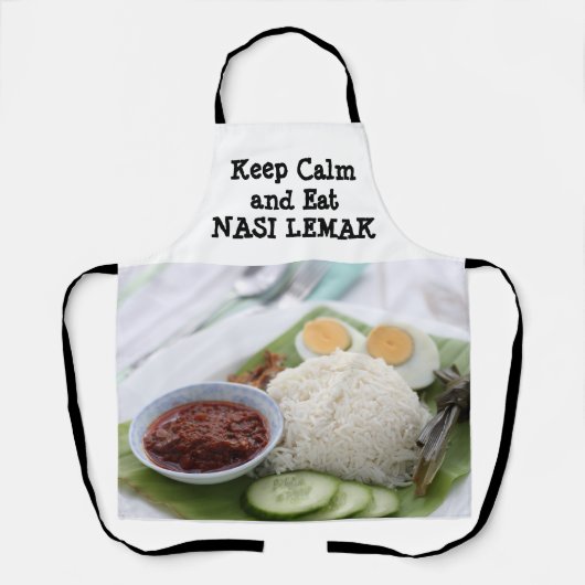 Blijf kalm en eet Nasi Lemak schort uit (Voorkant)