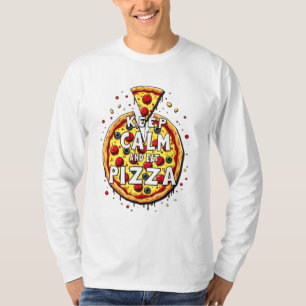 Blijf kalm en eet pizza: perfect ontwerp voor pizz t-shirt