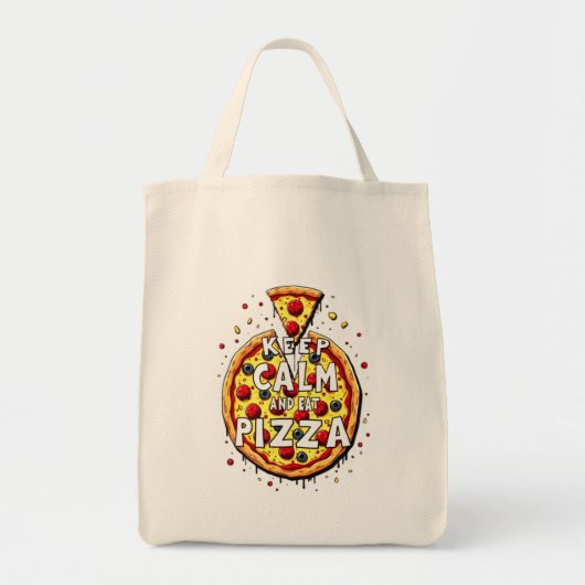 Blijf kalm en eet pizza: perfect ontwerp voor pizz tote bag (Voorkant)