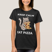 Blijf kalm en eet pizza schattige kat foodies t-shirt (Voorkant)