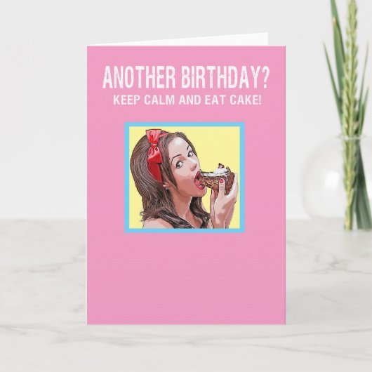Blijf kalm en eet taart feestdagen kaart (Voorkant)