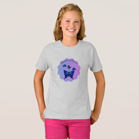 Blijf kalm en flutter t-shirt (Voorkant volledig)