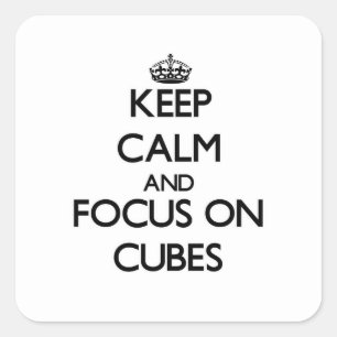 Blijf kalm en focus op blokjes vierkante sticker
