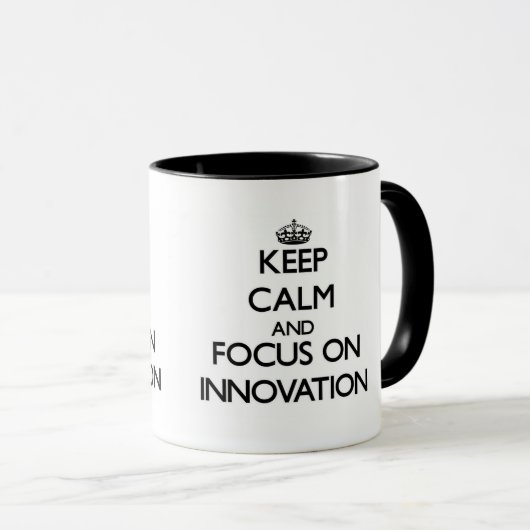Blijf kalm en focus op innovatie mok (Voorkant rechts)