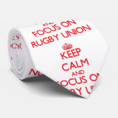 Blijf kalm en focus op Rugby Union Stropdas (Opgerold)