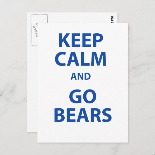 Blijf kalm en ga Beren Briefkaart (Voorkant / Achterkant)