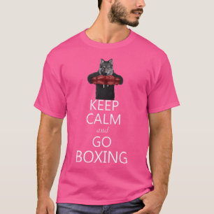 Blijf kalm en ga boksen Grijze Wolf Boxer T-shirt