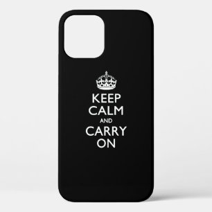Blijf Kalm en Ga Door in effen zwart iPhone 12 Pro Hoesje