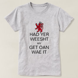 Blijf kalm en ga door met het Schotse lion & Crown T-shirt
