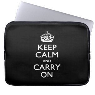 Blijf Kalm en Ga Door Solid Zwart Laptop Sleeve