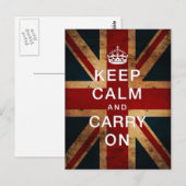 Blijf kalm en ga door (Union Jack) Briefkaart (Voorkant / Achterkant)
