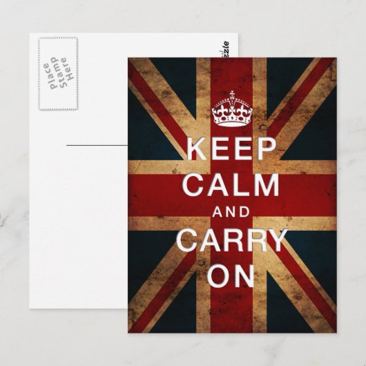 Blijf kalm en ga door (Union Jack) Briefkaart (Voorkant / Achterkant)