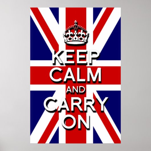 blijf kalm en ga door Union Jack vlag Poster (Voorkant)