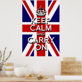 blijf kalm en ga door Union Jack vlag Poster (Keuken)