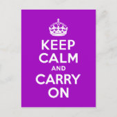 Blijf kalm en ga Paarse verder Briefkaart (Voorkant)