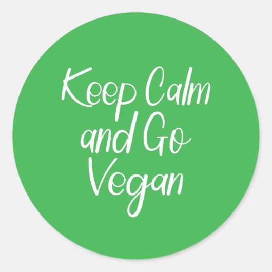 Blijf kalm en ga vegan ronde sticker (Voorkant)