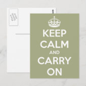 Blijf kalm en ga verder met Sage Green Briefkaart (Voorkant / Achterkant)