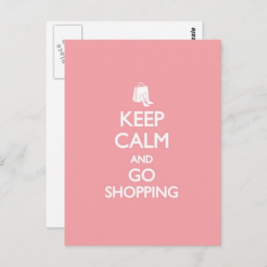 Blijf kalm en ga winkelen briefkaart (Voorkant / Achterkant)